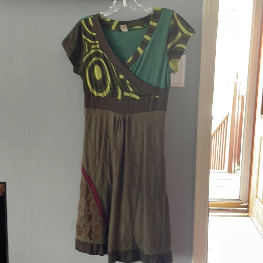 Olive green pattern dress